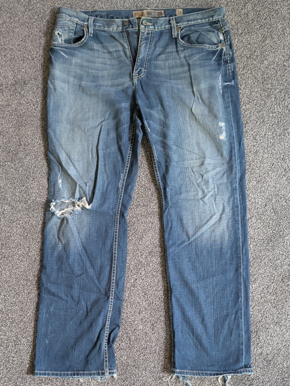 Men's BKE SETH Straight Jeans in Distressed Blue Wash